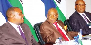 Flashback 2012: Prime Minister Thomas Thabane (centre), DPM Mothetjoa Metsing (left) and Sports Minister Thesele ‘Maseribane.