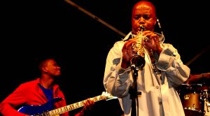 Bhudaza (right) performed in a Jazz show in Lehakoe, which is held every Friday.