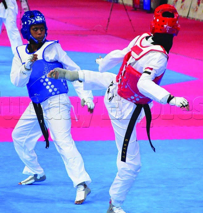 Rethabile Tjotjo (left) in action at the African Games in Morocco