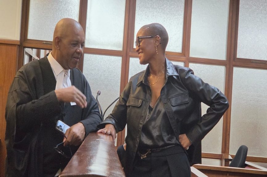 Duduzile Zuma-Sambudla and Advocate Dali Mpofu at the Durban High Court during her July 2021 unrest trial