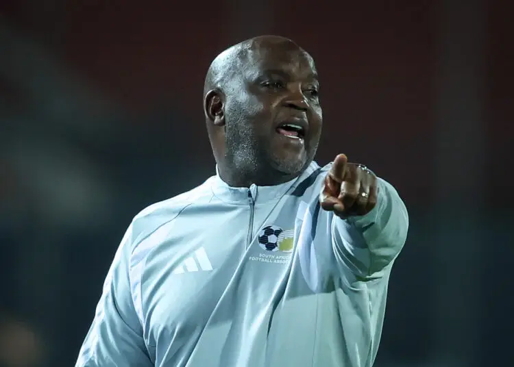 South Africa coach Pitso Mosimane during the AFCON qualifier against Eritrea at Al Salam Stadium on 30 September 2026. Credit: Ayman Aref/NurPhoto via Getty Images and Sport South Africa.
