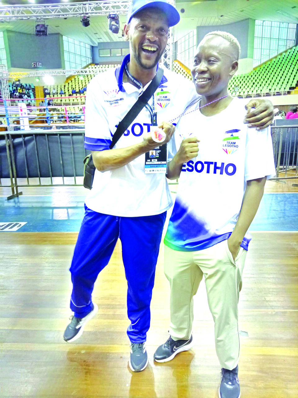 Boxer Rapelang Maselela with coach Thabiso Nketu.
